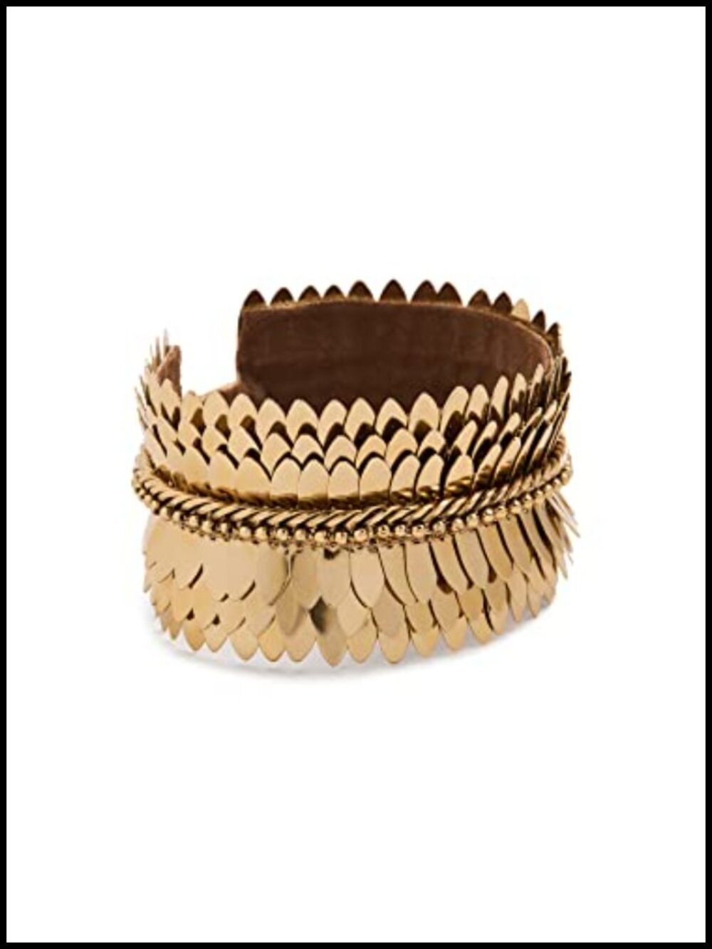 Gold Tone Cuff Bracelet Chain Scallop Handcrafted Jewelry